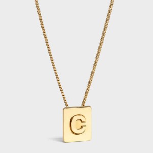 Celine Alphabet C In Brass With Gold Finish Kolye Altın | CL-592266