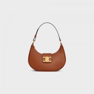 Celine Ava Soft Bag In Smooth Calfskin Triomphe Kahverengi | CL-593172