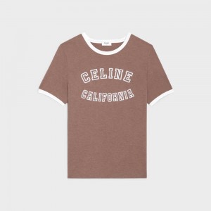 Celine California 70 S In Pamuklu Jersey T-shirt Kahverengi | CL-592776