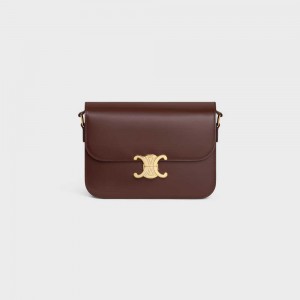 Celine Classique Bag In Shiny Calfskin Triomphe Kahverengi | CL-593177