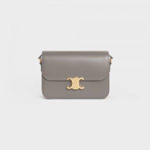 Celine Classique Bag In Shiny Calfskin Triomphe Gri | CL-593186