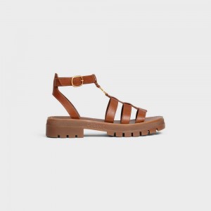 Celine Clea Triomphe Gladiator Tıknaz In Calfskin - Vegetal Tanning Sandalet Kahverengi | CL-592574