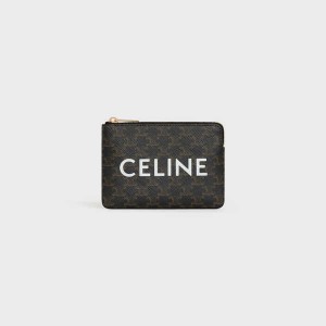 Celine Coand Card Pouch Triomphe Kanvas Kartlık Siyah | CL-592957