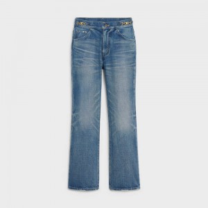 Celine Dylan Flared Jeans With Signature In Union Wash Denim Pantolon Açık Mavi | CL-592717