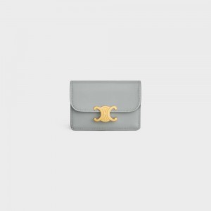 Celine Flap Triomphe Shiny Calfskin Kartlık Mavi | CL-592947