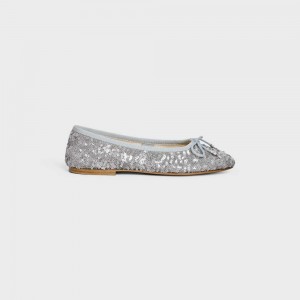 Celine Les Ballerines Ballerina With Triomphe Laces In Sequins Makosen Gümüş | CL-592536