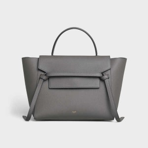 Celine Mini In Grained Calfskin Bel Çantası Gri | CL-593065