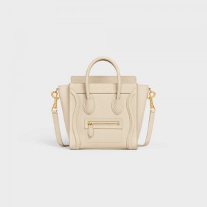 Celine Nano Bag In Drummed Calfskin Luggage Bej Rengi | CL-593050