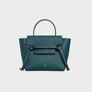 Celine Nano In Grained Calfskin Bel Çantası Turkuaz | CL-593056