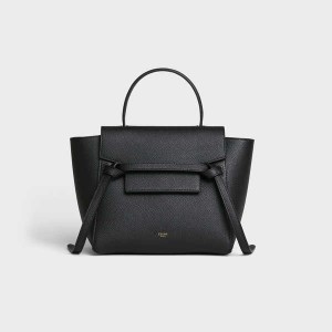 Celine Nano In Grained Calfskin Bel Çantası Siyah | CL-593055