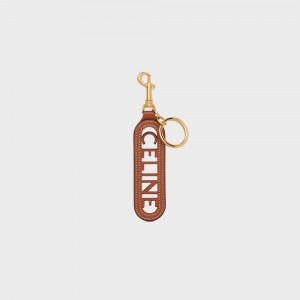 Celine Perforated Keyring Charm In Smooth Calfskin Küçük Deri Ürünler Kahverengi | CL-592899