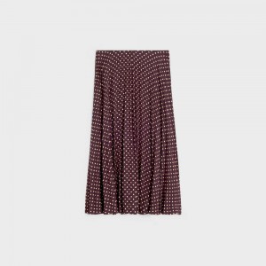 Celine Pileli Midi In Silk Etek Bordo | CL-592876