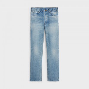 Celine Polly Jeans In Steel Blue Wash Denim Pantolon Gri Mavi Açık Mavi | CL-592711