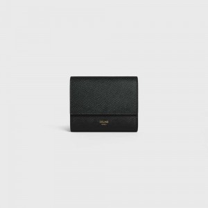 Celine Small Trifold In Grained Calfskin Cüzdan Siyah | CL-593002