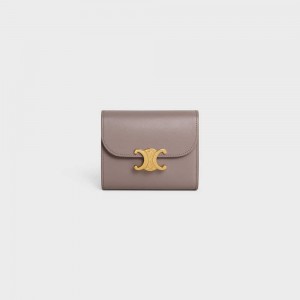 Celine Small Triomphe In Shiny Calfskin Cüzdan Gri | CL-592970