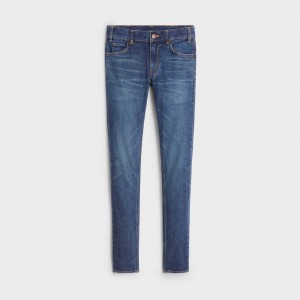 Celine Sıska Jeans In Dark Union Wash Denim Pantolon Koyu Açık Mavi | CL-592730