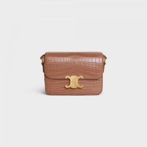 Celine Teen Bag In Niloticus Crocodile Triomphe Kahverengi | CL-593211