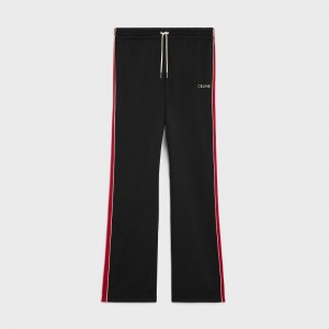 Celine Tracksuit In Double Face Jersey Pantolon Siyah Kırmızı | CL-592035