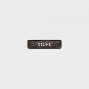 Celine Triomphe Kanvas Hair Clip In Calfskin Saç aksesuarları Altın Kahverengi | CL-592334