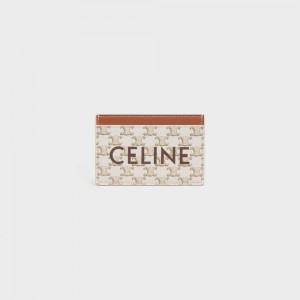 Celine Triomphe Kanvas With Print Kartlık Beyaz Kahverengi | CL-592960