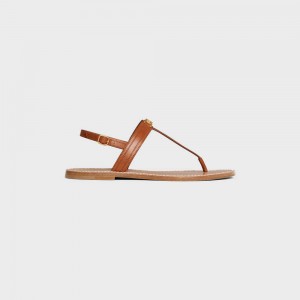 Celine Triomphe Tanga In Vegetable - Tanned Calfskin Sandalet Kahverengi | CL-592590