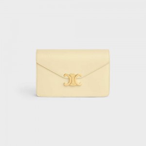 Celine Wallet On Chain Triomphe In Shiny Calfskin Mini Çanta Kayısı Rengi | CL-593024