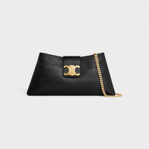 Celine Wiltern Clutch Soft In Smooth Calfskin Triomphe Siyah | CL-593175