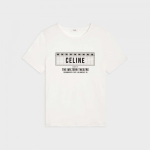 Celine Wiltern In Pamuklu Jersey T-shirt Beyaz Siyah | CL-592773