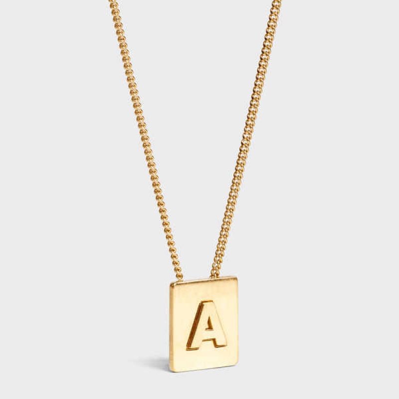 Celine Alphabet A In Brass With Gold Finish Kolye Altın | CL-592264