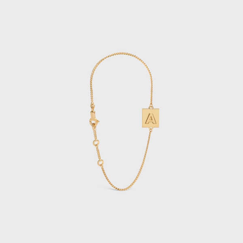 Celine Alphabet A In Brass With Gold Finish Bilezik Altın | CL-592238