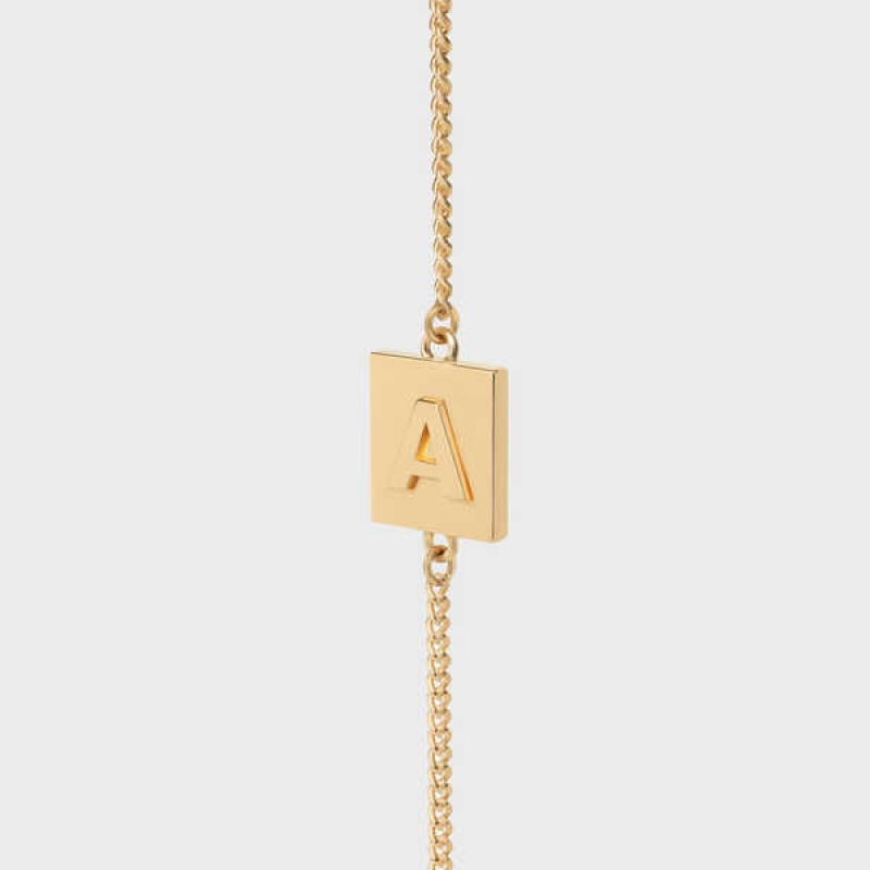 Celine Alphabet A In Brass With Gold Finish Bilezik Altın | CL-592238