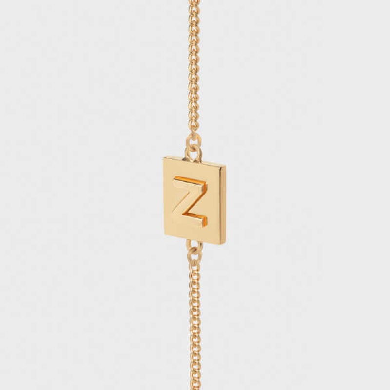 Celine Alphabet Z In Brass With Gold Finish Bilezik Altın | CL-592235