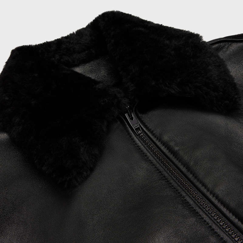 Celine Aviator Shearling Blouson In Soft Leather Siyah | CL-591927