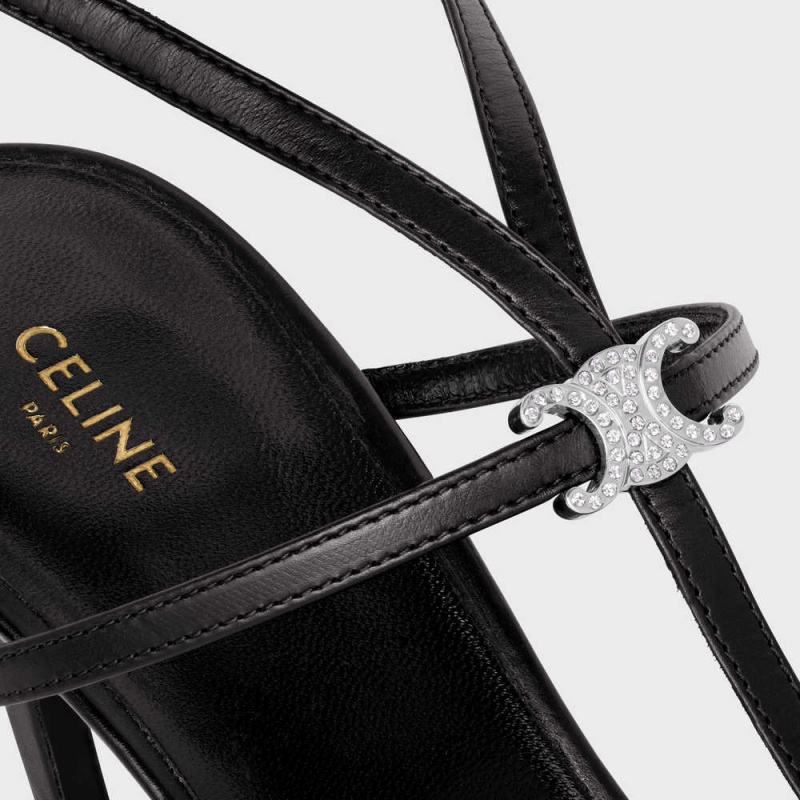 Celine Bar Triomphe In Calfskin Sandalet Siyah | CL-592598