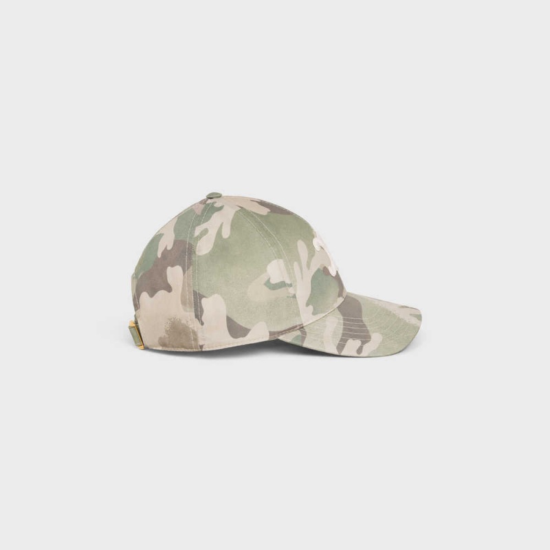 Celine Baseball In Camouflage Pamuklu Şapka Camo | CL-592360