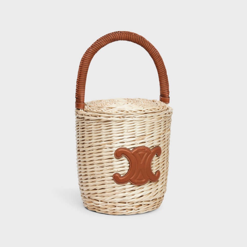 Celine Basket In Wicker And Calfskin Panier Kahverengi | CL-593068