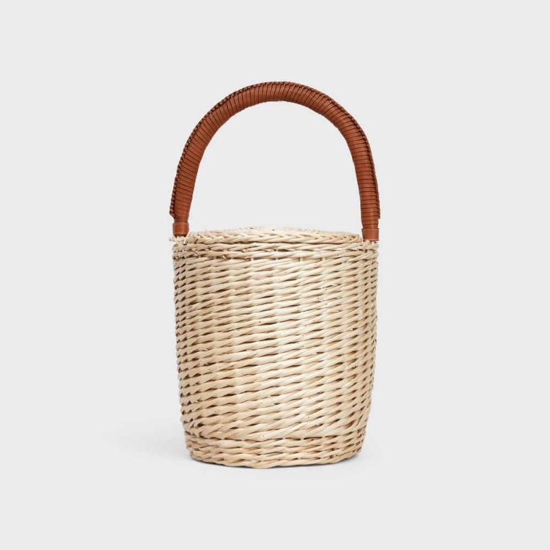 Celine Basket In Wicker And Calfskin Panier Kahverengi | CL-593068