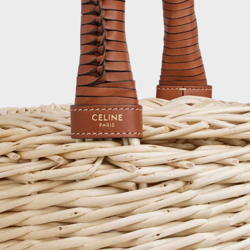 Celine Basket In Wicker And Calfskin Panier Kahverengi | CL-593068