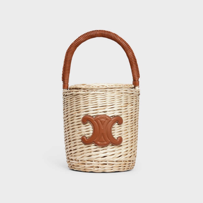 Celine Basket In Wicker And Calfskin Panier Kahverengi | CL-593068