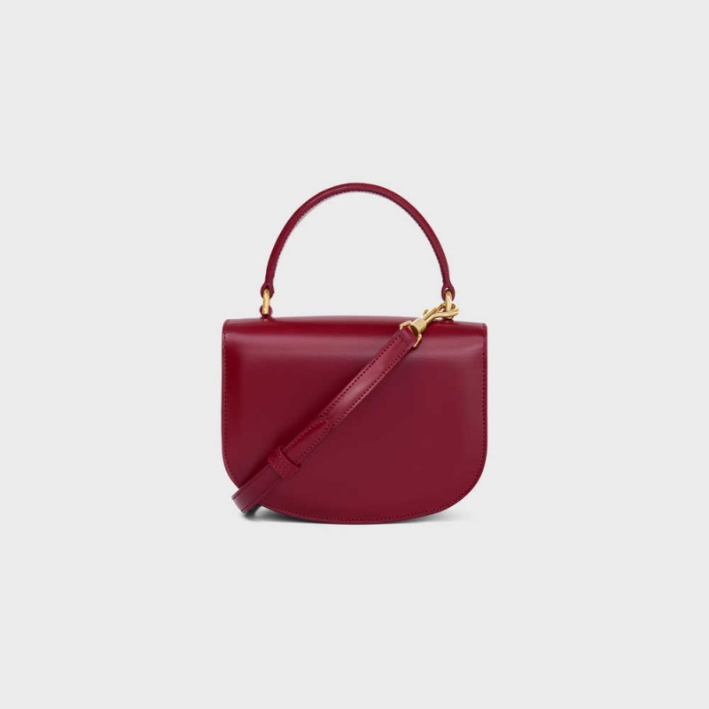 Celine Besace Triomphe In Shiny Calfskin Mini Çanta Bordo | CL-593030