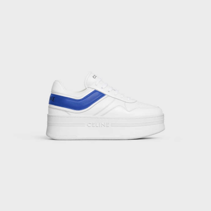 Celine Block Sneakers With Wedge In Calfskin Spor Ayakkabı Beyaz Mavi | CL-592548