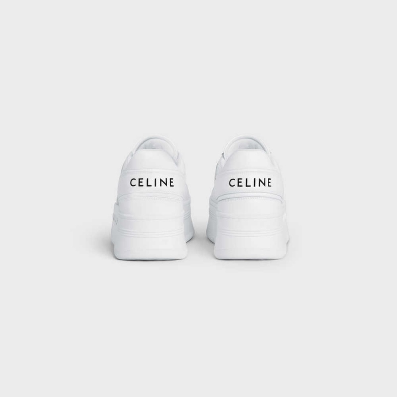 Celine Block Sneakers With Wedge Outsole In Calfskin Spor Ayakkabı Beyaz | CL-592547