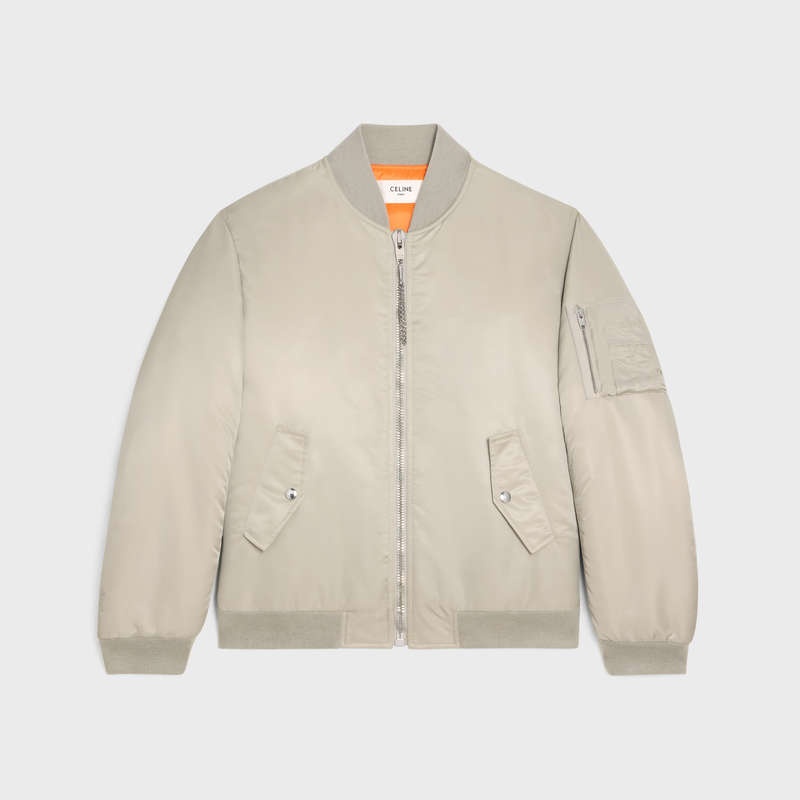 Celine Bomber In Naylon Twill Blousons Açık Gri | CL-591959