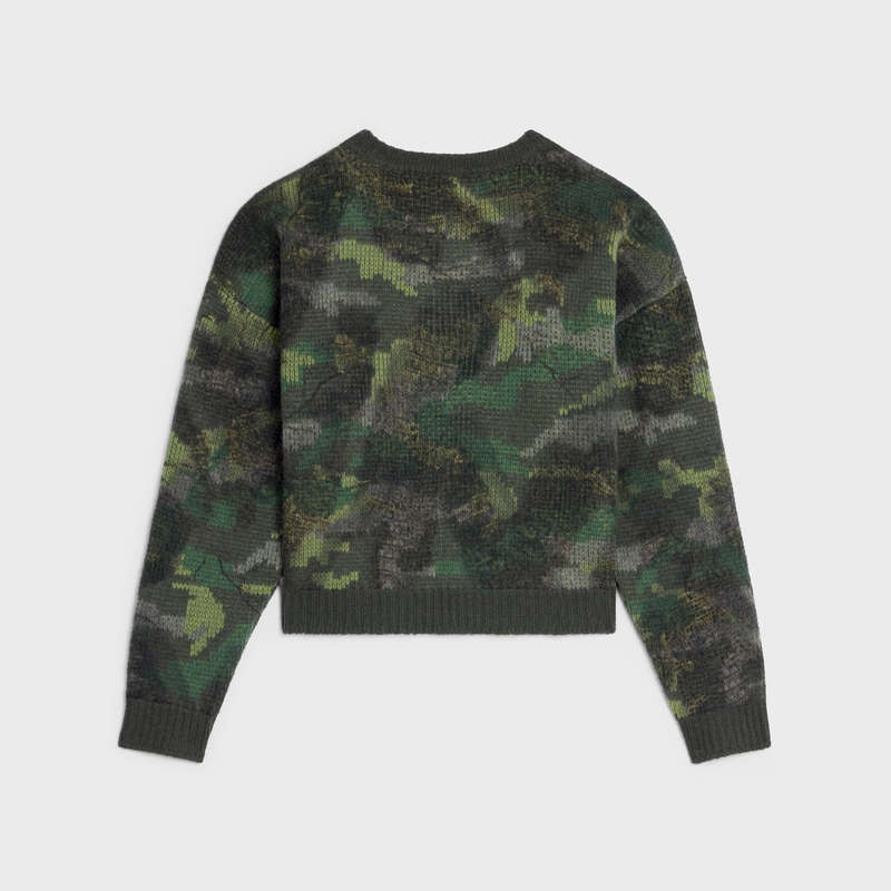 Celine Boxy Cropped In Camouflage Yün Triko Camo | CL-592105