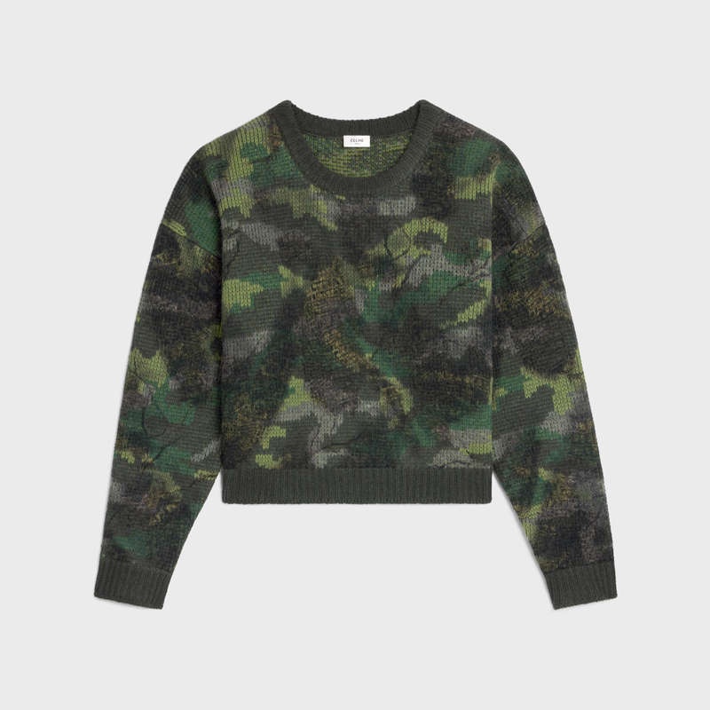 Celine Boxy Cropped In Camouflage Yün Triko Camo | CL-592105