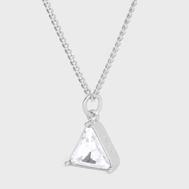 Celine Boy Doll Triangle In Brass With Rhodium Finish And Strass Kolye Gümüş | CL-591663