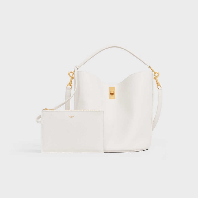 Celine Bucket Bag In Supple Grained Calfskin 16 Beyaz | CL-593258