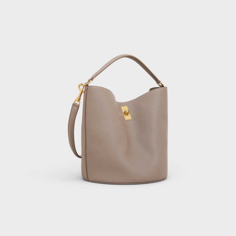 Celine Bucket Bag In Supple Grained Calfskin 16 Gri | CL-593257