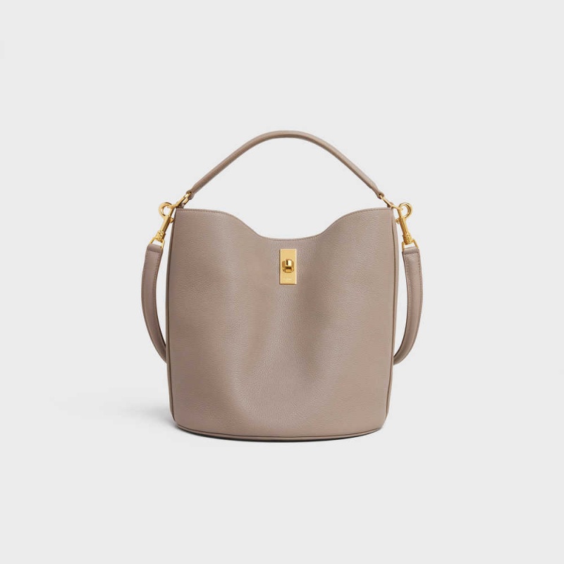 Celine Bucket Bag In Supple Grained Calfskin 16 Gri | CL-593257