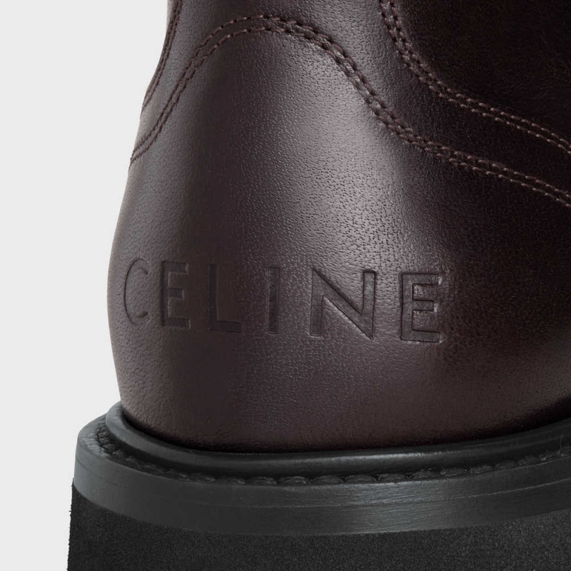 Celine Bulky Dantel-up In Calfskin - Vegetal Tanning Bot Koyu Kahverengi | CL-592507